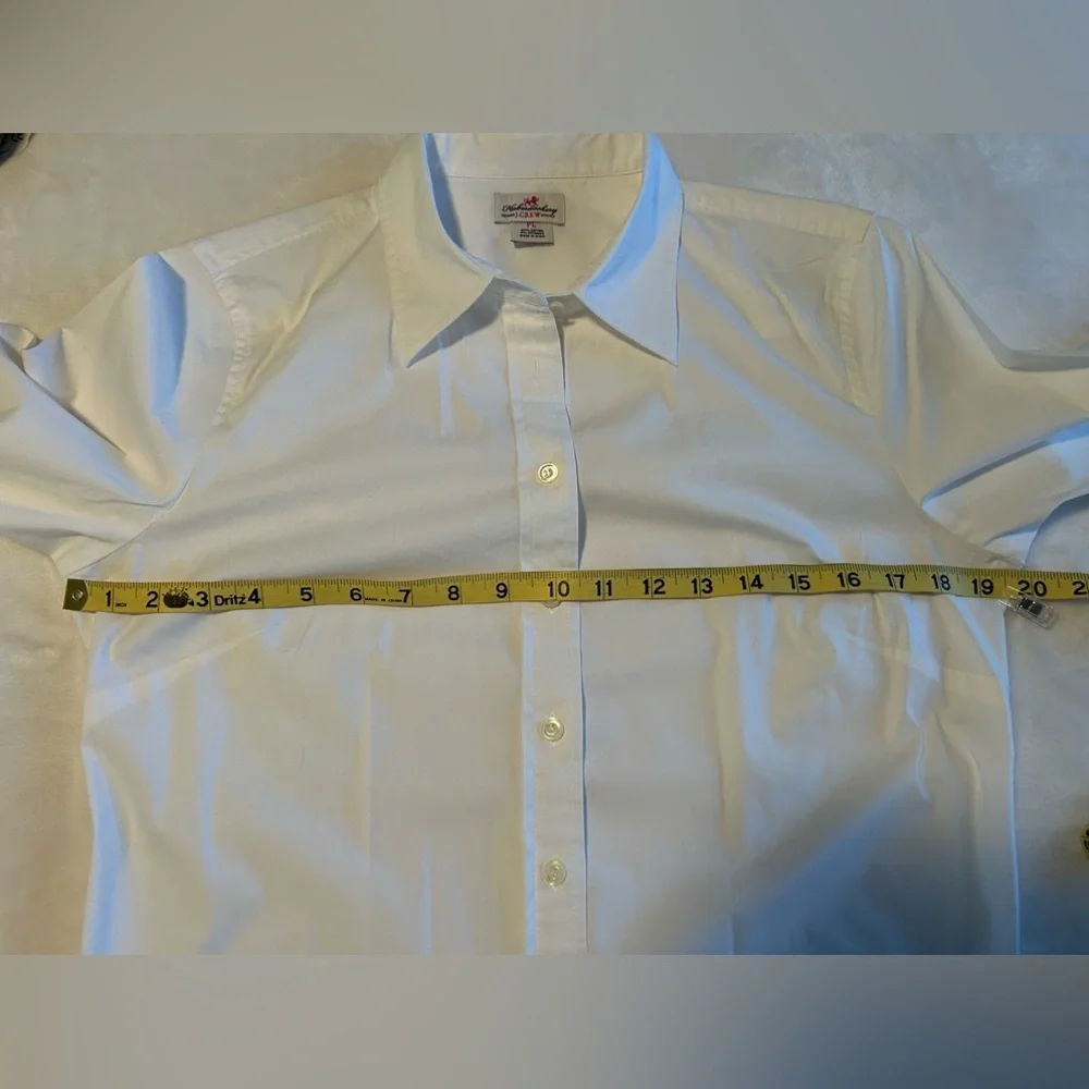 J. Crew white 3/4 sleeve shirt with front buttons size Petite Large - Picture 5 of 6